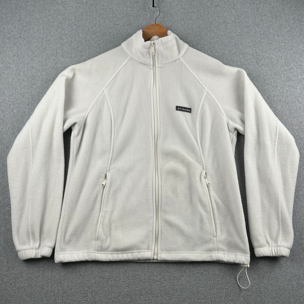 Columbia Fleece Jacket Womens L White Benton Springs Full Zip WL6439 Outdoor‎